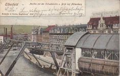 Elberfeld Parthie mit der Schwebebahn und Block auf Nützenberg 1902