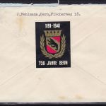 Schweiz 448 im 4er-Block auf R-Brief aus Bern - Laufen 1945