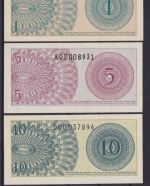 Indonesien 1, 5 und 10 Sen 1964 UNC