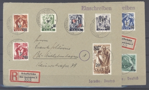 Saarland Mi.Nr. 226-38 II, Freimarken 1947 auf R - Brief - Briefmarken ...