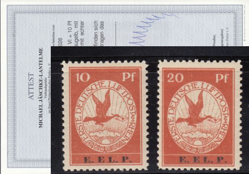 DR 1912, Mich.-Nr.: V+VI ** Flugpost  geprüft  Attest
