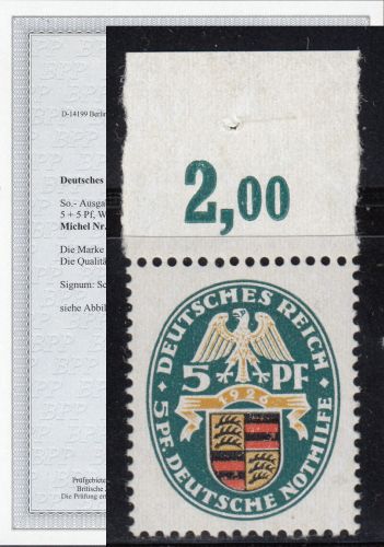 DR 1926, Mich.-Nr.: 398 X **  geprüft  Attest