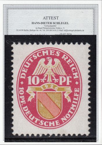 DR 1926, Mich.-Nr.: 399 X **  geprüft  Attest