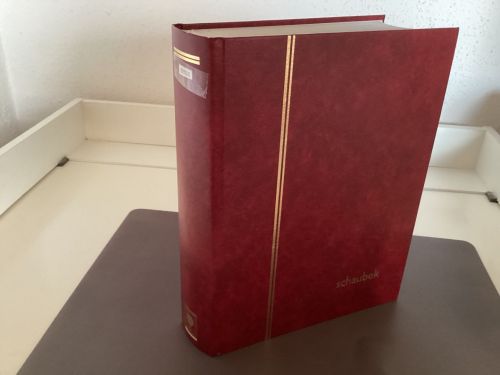 Briefmarkenalbum Einsteckalben Schaubek DIN A4 rot 64 weiße Seiten gebraucht