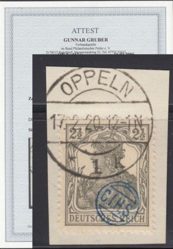 Abstimmung. Oberschlesien Oppelner Not. 1920, Mi.-Nr. 2 gestempelt gepr.  Attest