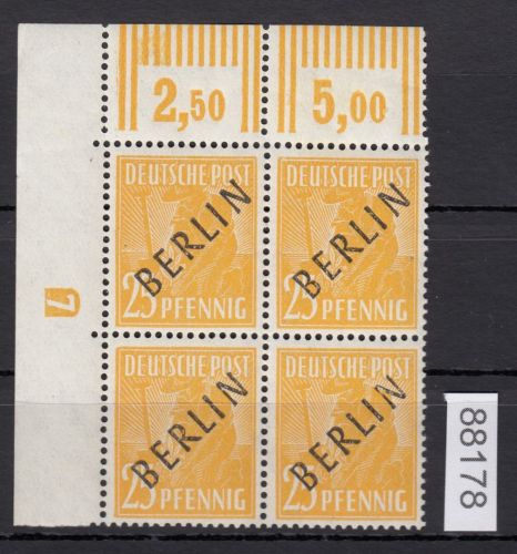 Berlin 1948, Mich.-Nr.: 10 ** Eckrand  4er.-Block   DZ 7