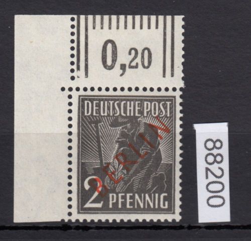 Berlin 1949, Mich.-Nr.: 21 ** Eckrand   geprüft  (falz im Oberr.)
