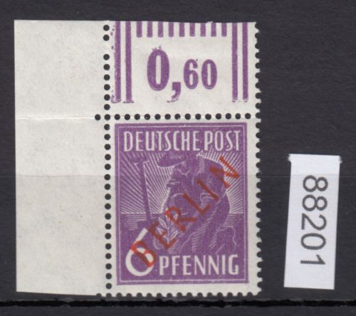 Berlin 1949, Mich.-Nr.: 22 ** Eckrand   geprüft  (falz im Oberr.+ gefaltet)