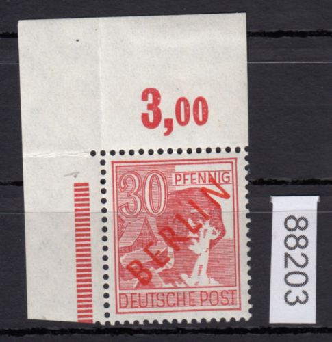 Berlin 1949, Mich.-Nr.: 28 ** Eckrand   geprüft  (falz im Oberr.+ gefaltet)