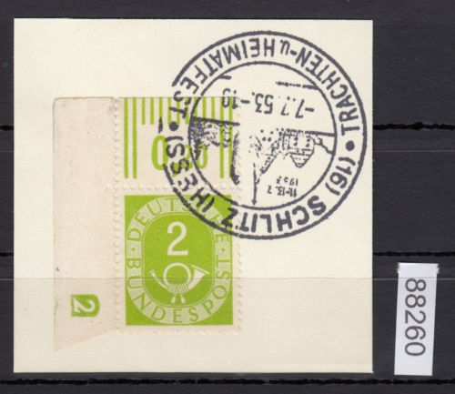 Bund 1951, Mich.-Nr.: 123 gestempelt DZ 2 Eckrand