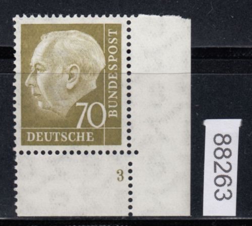 Bund 1954, Mich.-Nr.: 191 ** Eckrand  FN 3   Formnummer 3  Sehr Selten