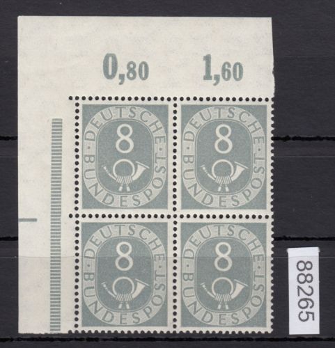 Bund 1951, Mich.-Nr.: 127 ** Eckrand  4er.  + Anlagestrich   geprüft
