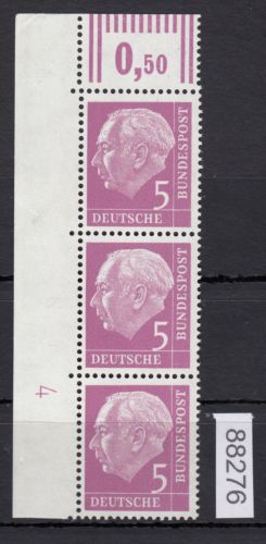 Bund 1954, Mich.-Nr.: 179 xw ** DZ 4  Eckrand   glatte  Gummirung