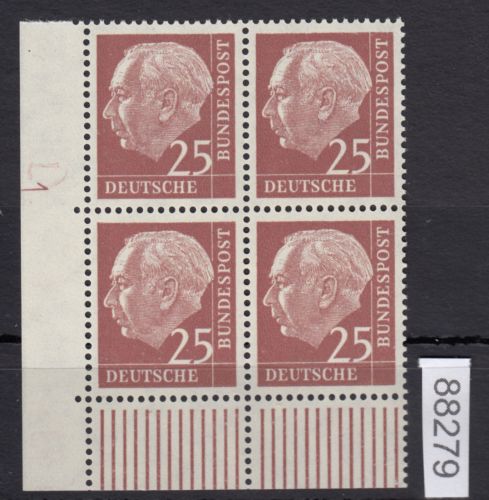 Bund 1954, Mich.-Nr.:  186 y ** DZ 1 Eckrand 4er.-Block   lesen