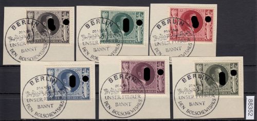 DR 1943, Mich.-Nr.: 844-49 gestempelt LUXUS   20.4.1943