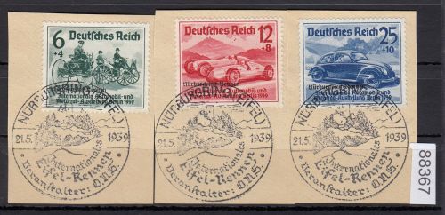 DR 1939, Mich.-Nr.: 695-697 gestempelt   LUXUS    Nürbugring    Eifel-Rennen