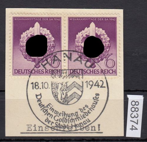 DR 1942, Mich.-Nr.: 818 gestempelt  Luxus   Goldschm.  Hanau