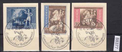 DR 1942, Mich.-Nr.: 820-22 gestempelt    Postkongress   Wien