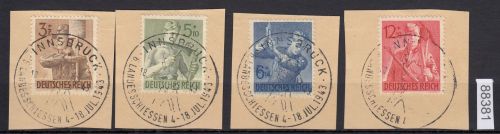 DR 1943, Mich.-Nr.: 850-853 gestempelt  Luxus    Arbeiterdienst  Landesschiessen
