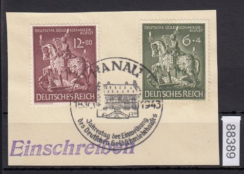 DR 1943, Mich.-Nr.: 860+861 gestempelt  LUXUS    Goldschmiedehaus   Hanau
