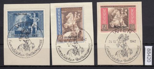 DR 1942, Mich.-Nr.: 823-825 gestempelt   Luxus Postkongress   Wien