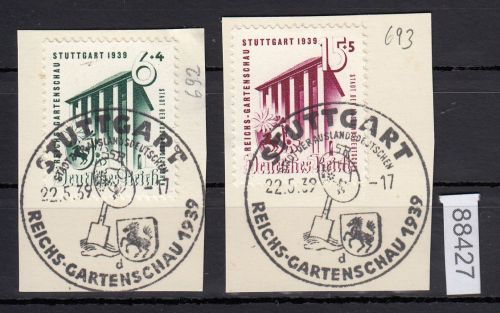 DR 1939, Mich.-Nr.: 692+93 gestempelt Luxus Ersttag   Gartenschau 1939