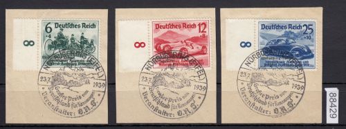 DR 1939, Mich.-Nr.: 695-697 gestempelt   LUXUS    Nürbugring    Eifel-Rennen