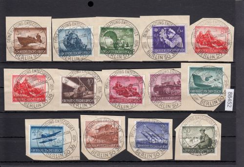 DR 1944, Mich.-Nr.: 873-85 gestempelt LUXUS   WHW