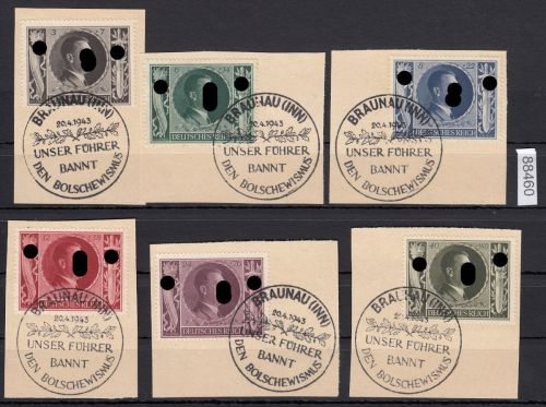 DR 1943, Mich.-Nr.: 844-49 gestempelt LUXUS   20.4.1943