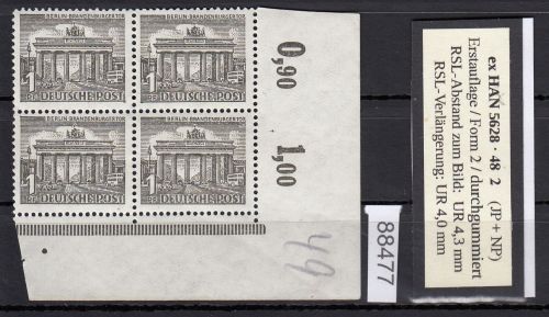 Berlin 1949, Mich.-Nr.: 42 ** Eckrand  4er.-Block
