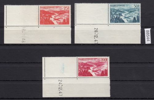 Saarland 1948 Mi. Nr. 252-54 Br **   (Druckdatum)   lesen