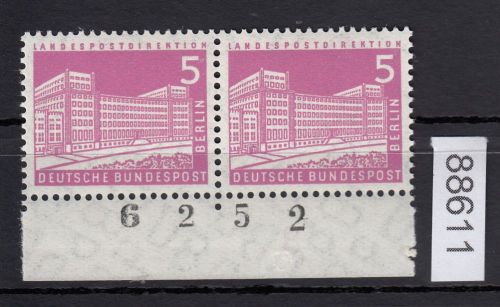 Berlin 1956, Mich.-Nr.: 141 v **  Bogennummer  geriffelte  gummirung