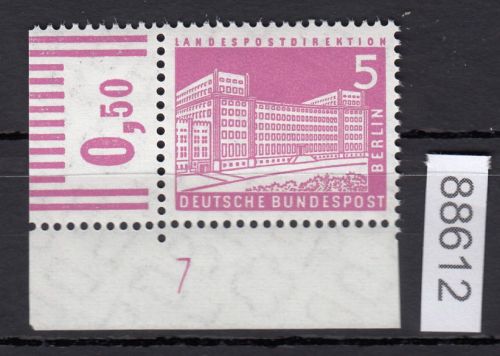 Berlin 1956, Mich.-Nr.: 141 v  DZ 7 **  Eckrand  geriffeltes  gummi