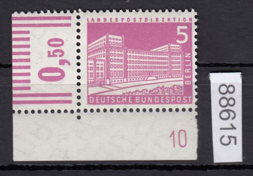 Berlin 1956, Mich.-Nr.: 141 w  DZ 10 **  Eckrand  glattes  gummi