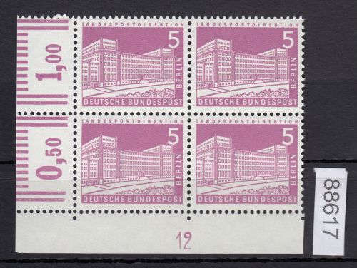 Berlin 1956, Mich.-Nr.: 141 w  DZ 12 **  Eckrand  glattes  gummi
