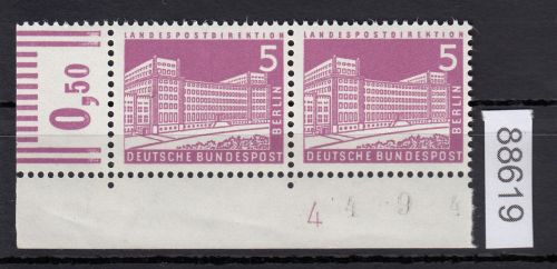 Berlin 1956, Mich.-Nr.: 141 w  DZ 4 **  Eckrand  glattes  gummi
