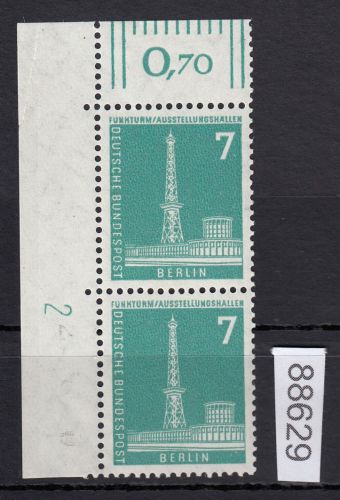 Berlin 1956, Mich.-Nr.: 142 w  DZ 2 **  Eckrand  glattes  gummi
