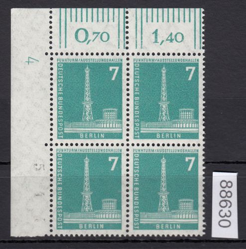 Berlin 1956, Mich.-Nr.: 142 w  DZ 4 **  Eckrand  glattes  gummi