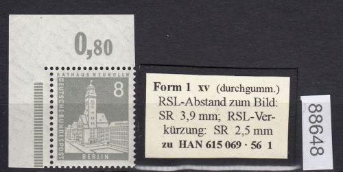 Berlin 1956, Mich.-Nr.: 143 v ** Eckrand   geriffelte gummirung