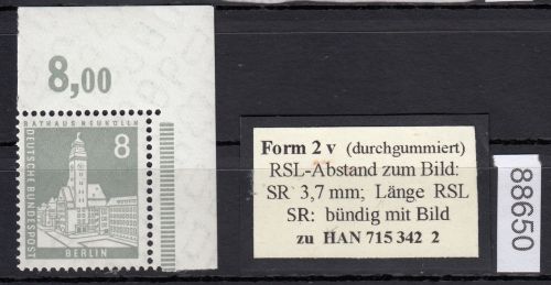 Berlin 1956, Mich.-Nr.: 143 v ** Eckrand   geriffelte gummirung
