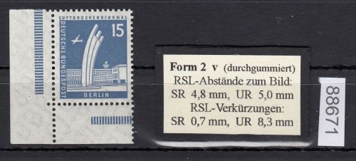 Berlin 1956, Mich.-Nr.: 145 v ** Eckrand   geriffelte gummirung   Plattendruck