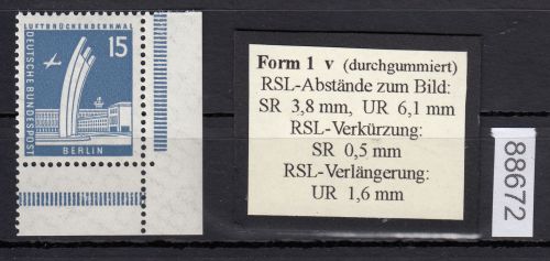 Berlin 1956, Mich.-Nr.: 145 v ** Eckrand   geriffelte gummirung   Plattendruck