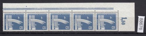 Berlin 1956, Mich.-Nr.: 145 v ** Eckrand   geriffelte gummirung   Plattendruck