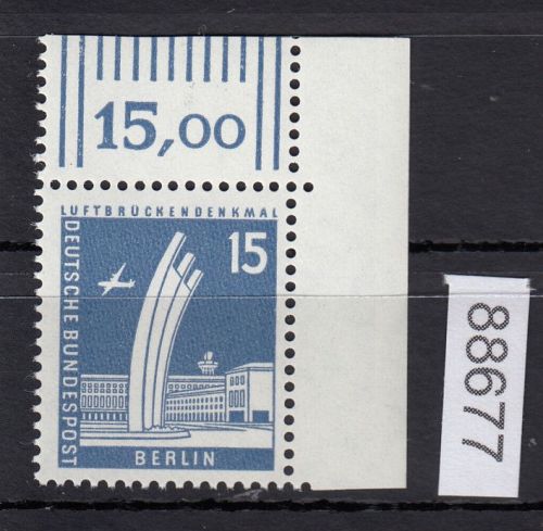 Berlin 1956, Mich.-Nr.: 145 w ** Eckrand   glatte gummirung   Walzendruck