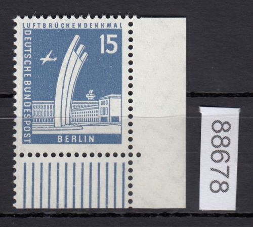 Berlin 1956, Mich.-Nr.: 145 w ** Eckrand   glatte gummirung   Walzendruck