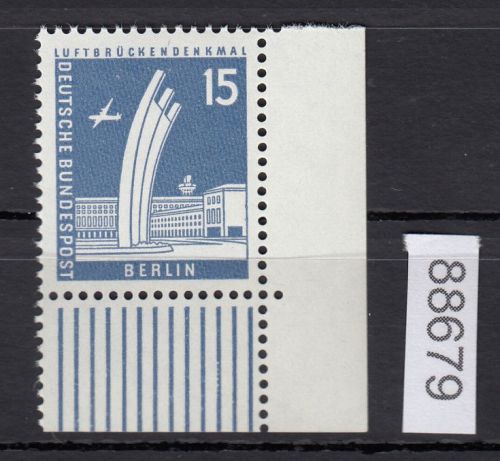 Berlin 1956, Mich.-Nr.: 145 w ** Eckrand   glatte gummirung   Walzendruck