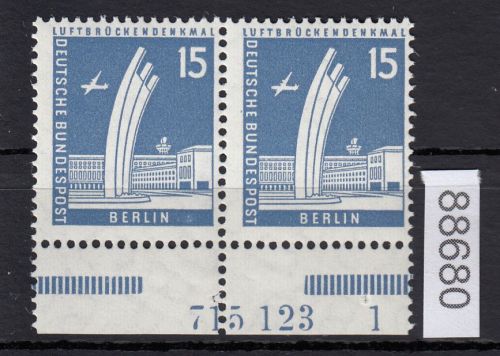 Berlin 1956, Mich.-Nr.: 145 v **  HAN  715123  1  geriffelte gummirung   Plattendruck