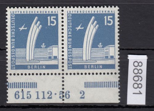Berlin 1956, Mich.-Nr.: 145 v **  HAN  615112 56  2  geriffelte gummirung  Plattendruck