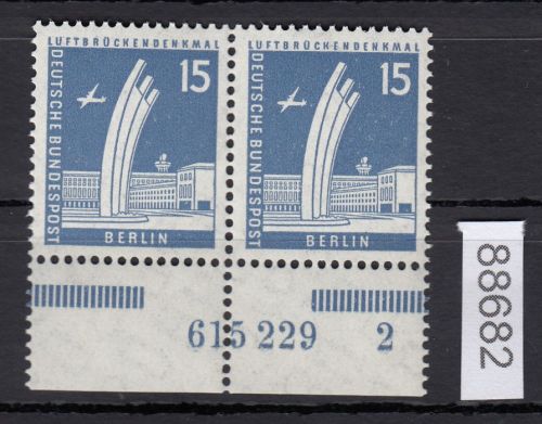Berlin 1956, Mich.-Nr.: 145 v **  HAN  615229  2  geriffelte gummirung  Plattendruck