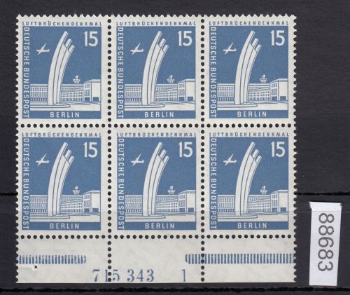 Berlin 1956, Mich.-Nr.: 145 v **  HAN  715343  1  geriffelte gummirung  Plattendruck